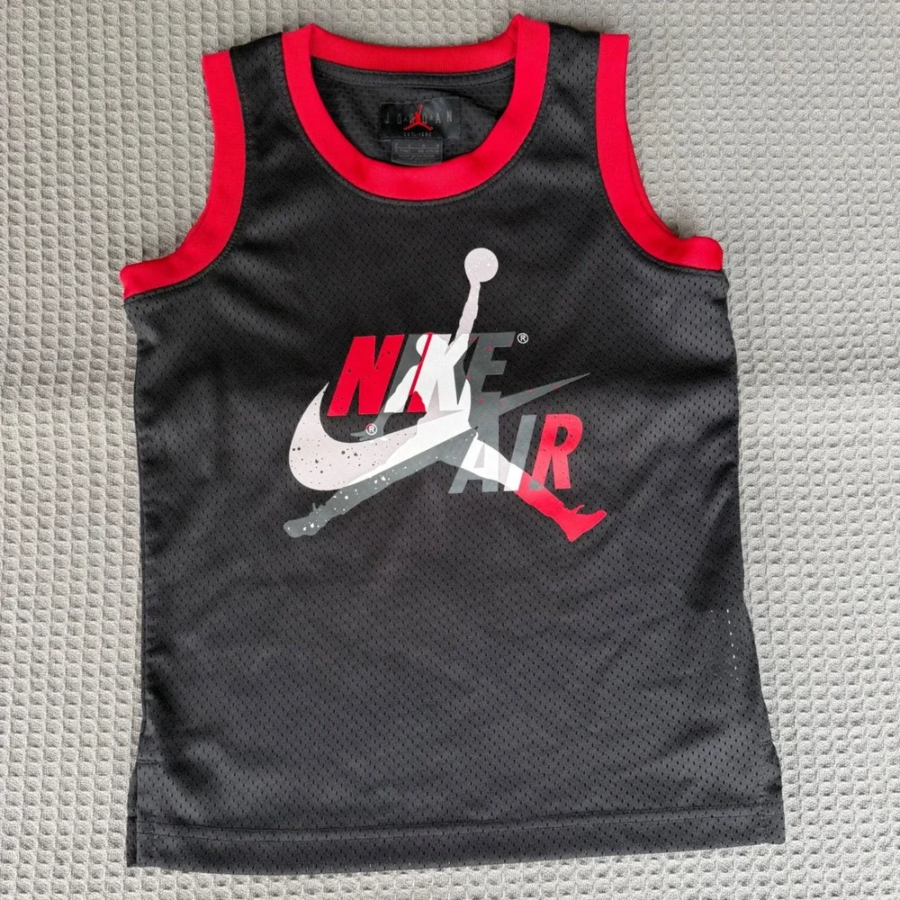 Jordan Boys Black Red Nike Air Jumpman Mesh Basketball Tank Top Size‎ 7 6-7Y